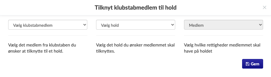Tilknyt et bestyrelsesmedlem til et hold i Holdsport