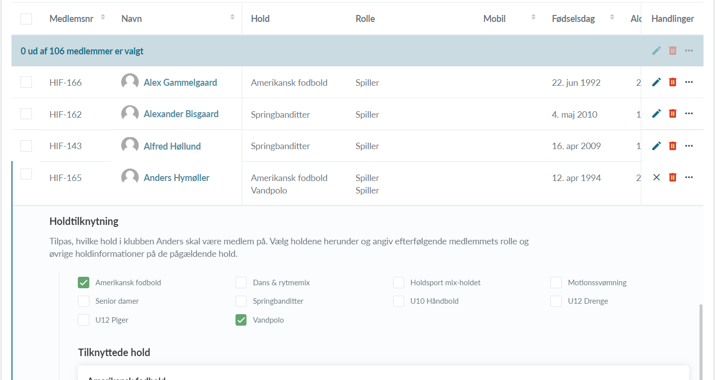 Flyt et medlem til et andet hold i Holdsport