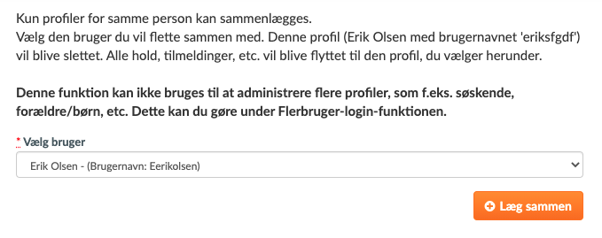 Sammenlæg to ens profiler i Holdsport