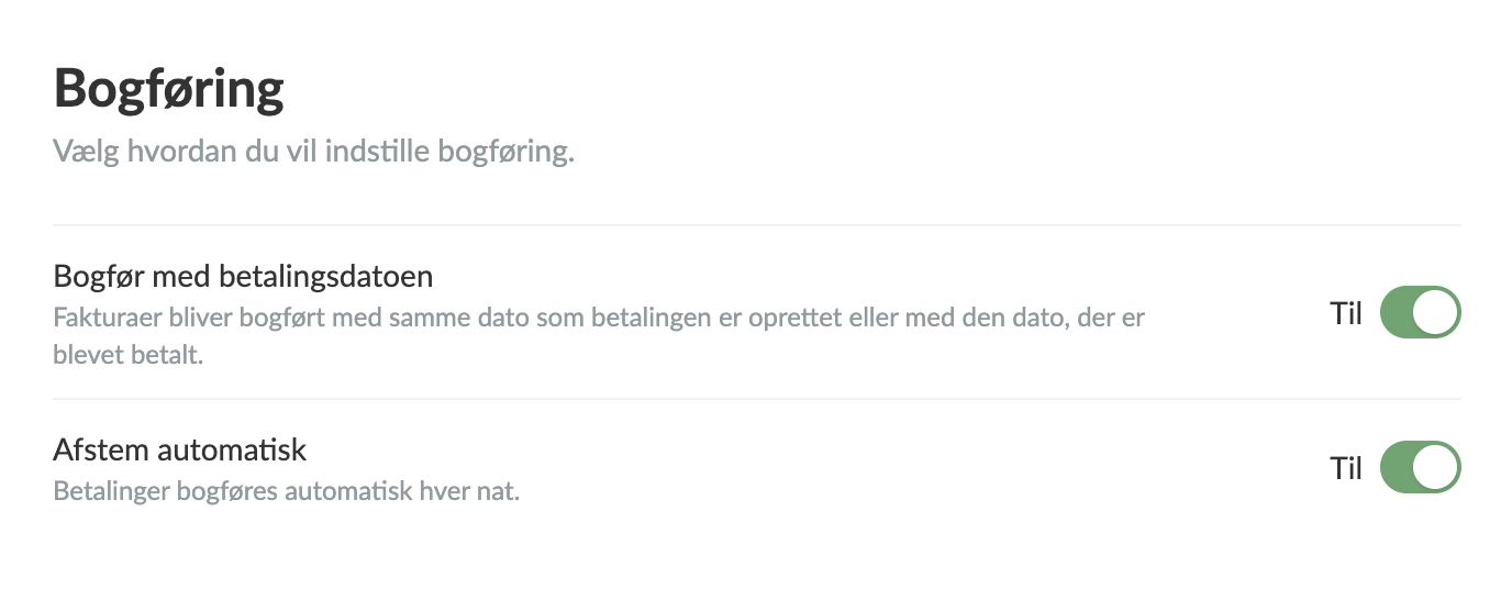 Regnskabsindstillinger i Holdsport