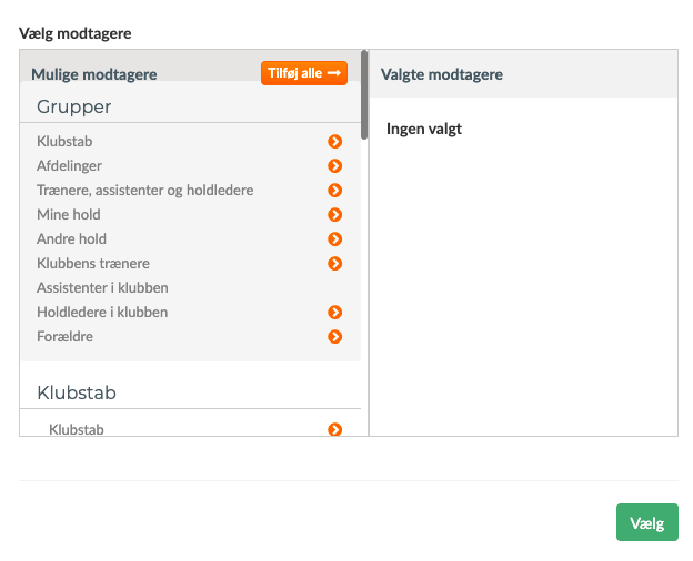Send email til hele klubben i Holdsport