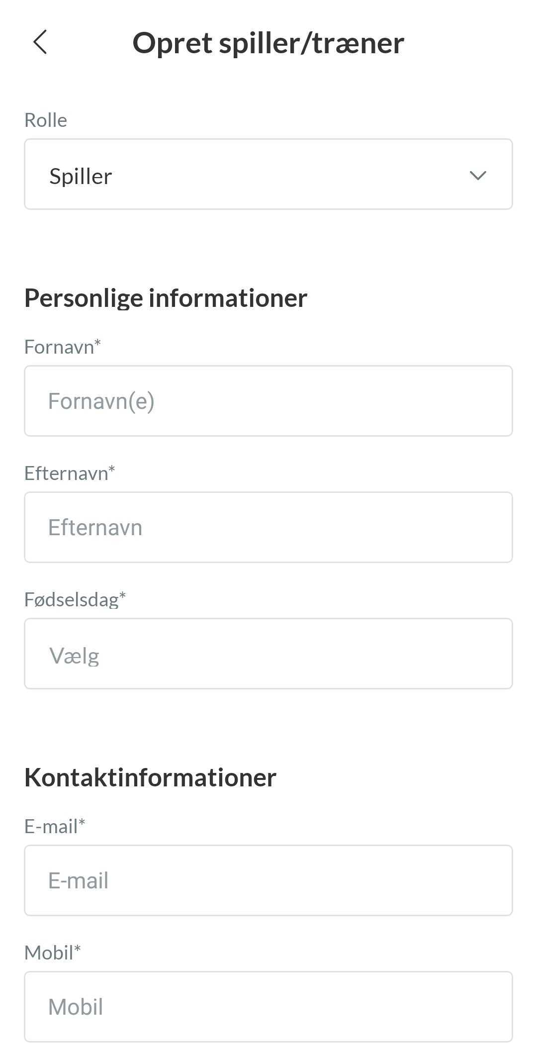 Opret en medlemsprofil i Holdsport-appen
