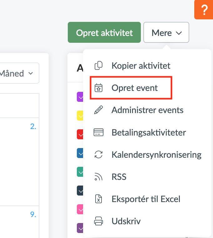 Opret et event i Klubkalenderen i Holdsport