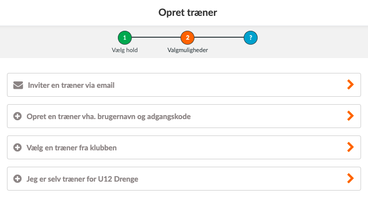 Opret trænere på et hold i Holdsport