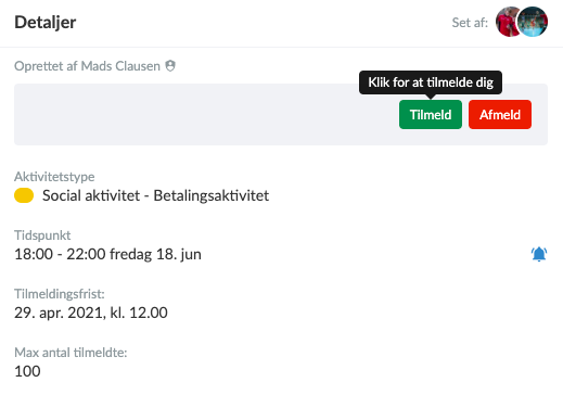 Medlemmets betaling i Holdsport-appen
