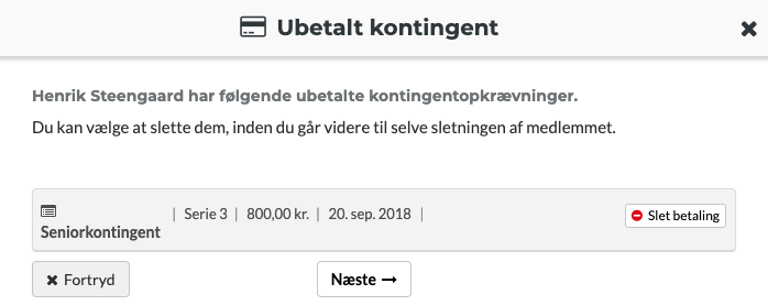 Slet et medlem fra klubben i Holdsport
